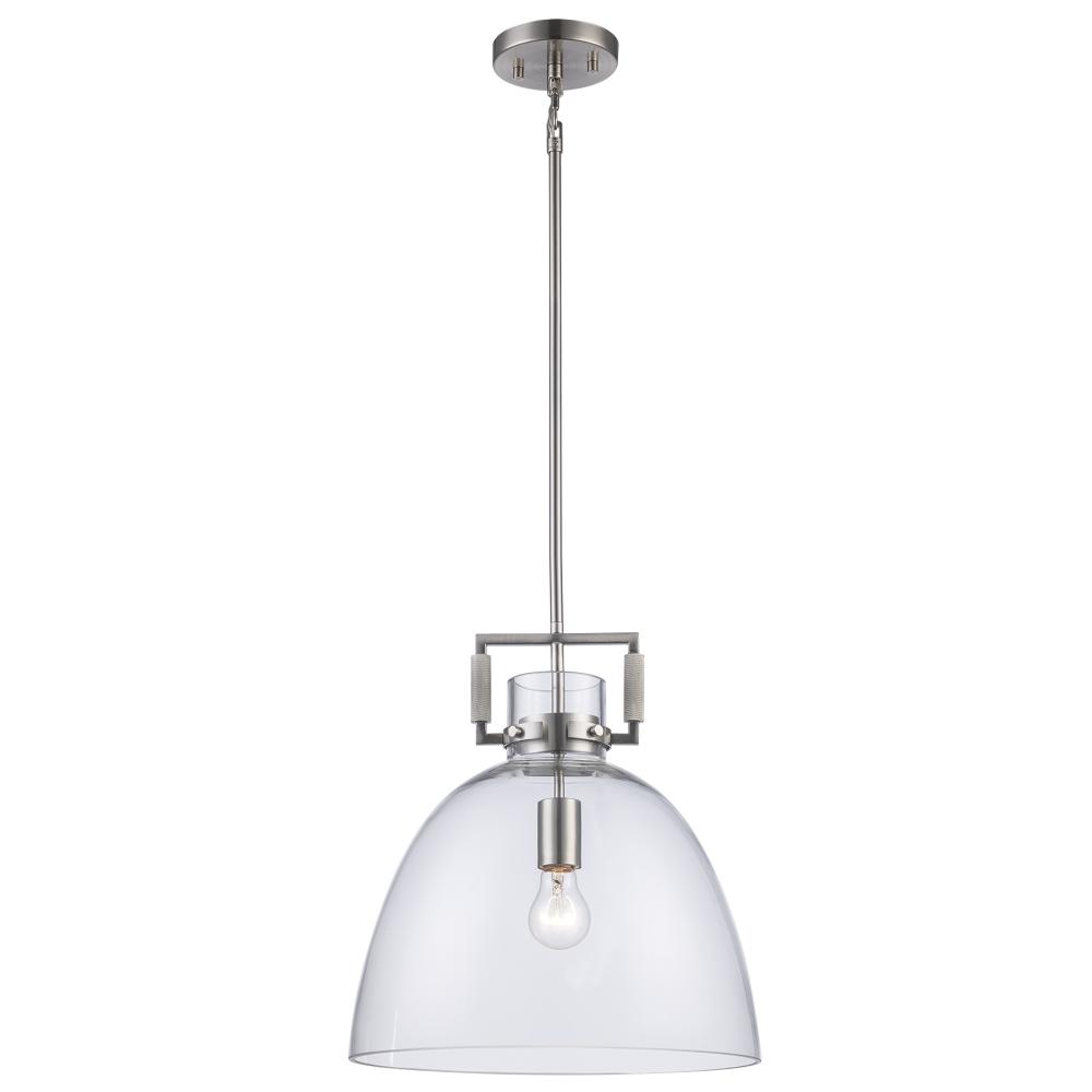 1LT PENDANT-MED-CLEAR GLASS-BN